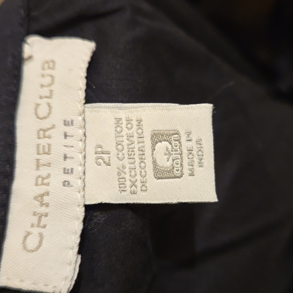 NWT Charter Club black cotton top with white embroidery Sz 2P - Picture 6 of 7
